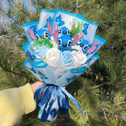 Cartoon Stitch Vinyl Doll — Creative Bouquet Action Figure Gift for Girls, Christmas & Birthday