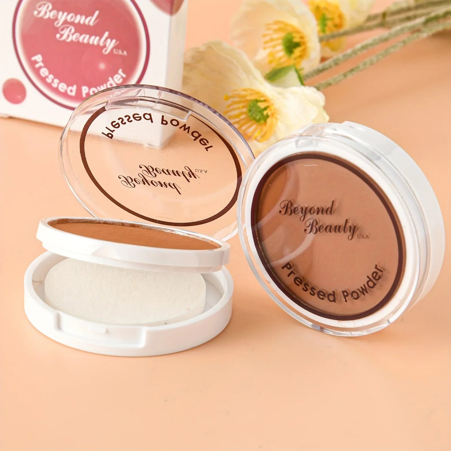 Wheat Bronzing Powder for Dark Skin - Matte Finish, Sweatproof & Oil Control Foundation Concealer with Puff & Mirror