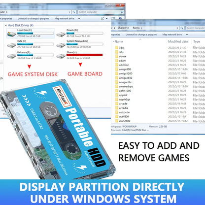 KINHANK Super Console 500GB Gaming HDD – 100,000 Games, 70 Emulators for DC/MAME/SS/NAOMI/PS2/PS1, Plug & Play with Batocera OS