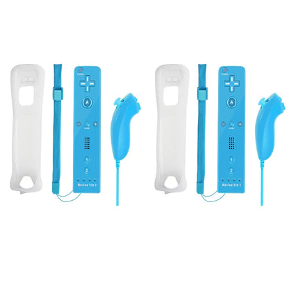 2-in-1 Nintendo Wii Controller Set | Wireless Remote Gamepad with Motion Plus Joystick & Silicone Case