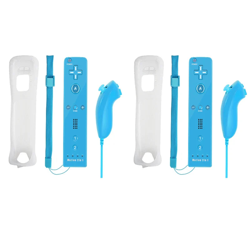 2-in-1 Nintendo Wii Controller Set — Wireless Motion Plus Gamepad with Silicone Case