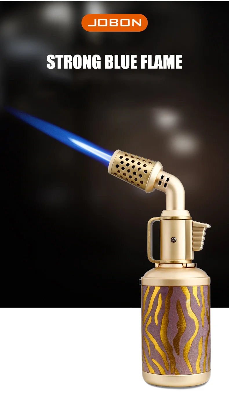 JOBON Creative Cigar Lighter | Windproof Blue Flame with Locking Rotor & UV Transfer Print, Unique Gift Craft