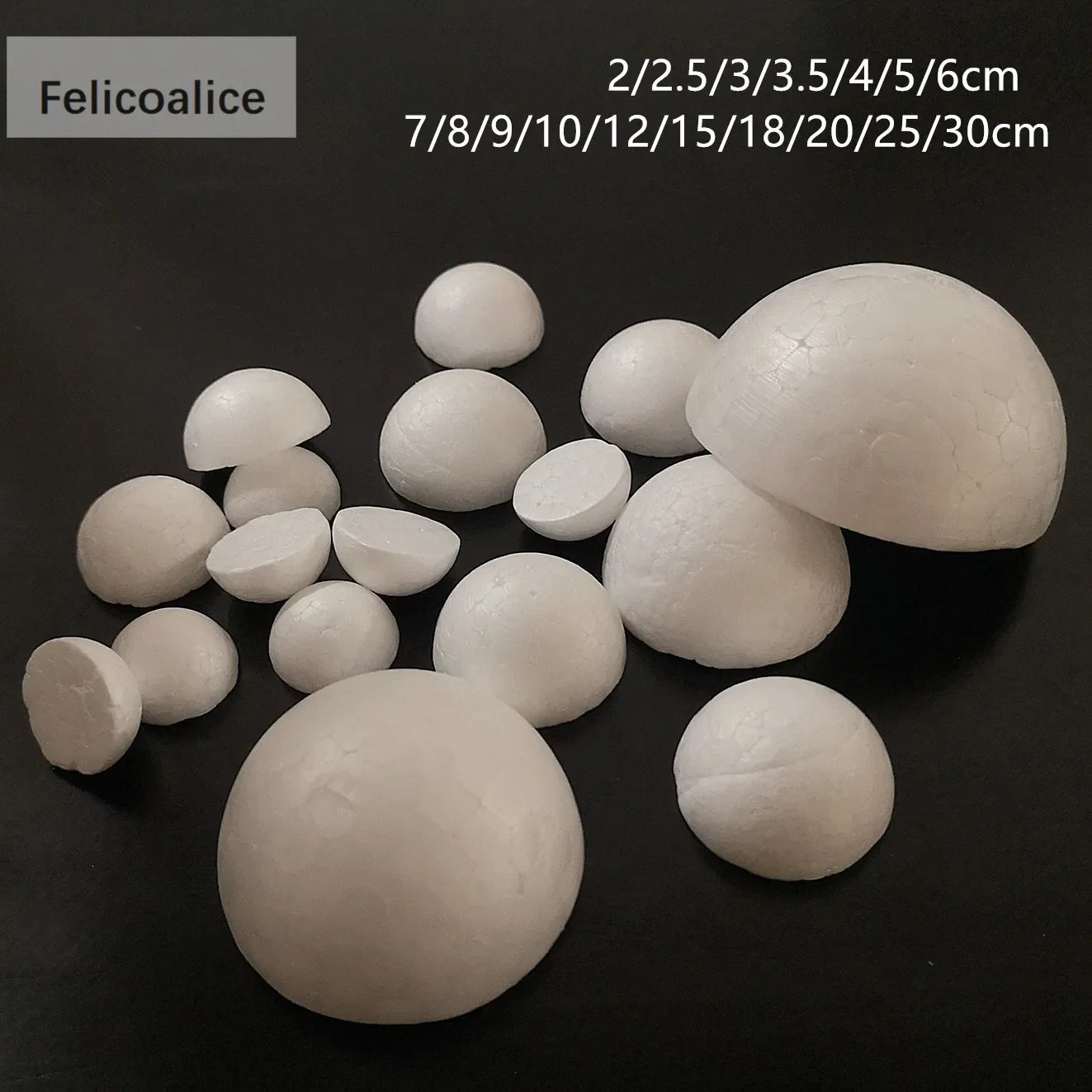 Half Round Styrofoam Foam Balls for DIY Crafts – Solid Polystyrene, 4–30cm for Christmas & Kids Projects