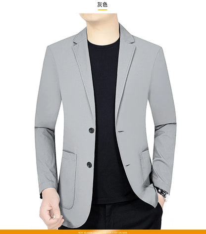 Men’s Summer Thin Blazer Jacket – Breathable, Elastic Sunscreen Coat for Business Casual, 4XL