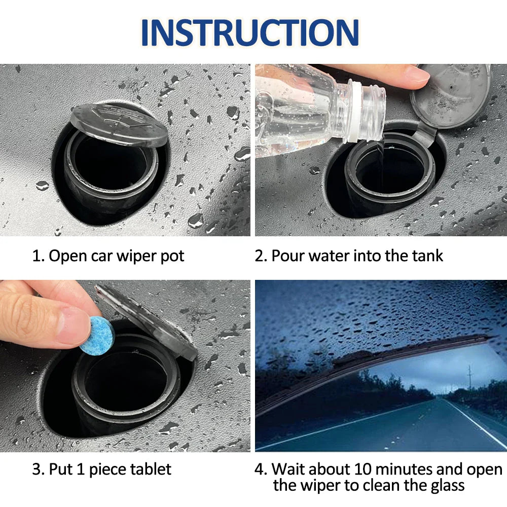Car Windshield Glass Cleaner Effervescent Tablets: Windscreen Wiper Solid Cleaner - Toilet Cleaning Car Accessories