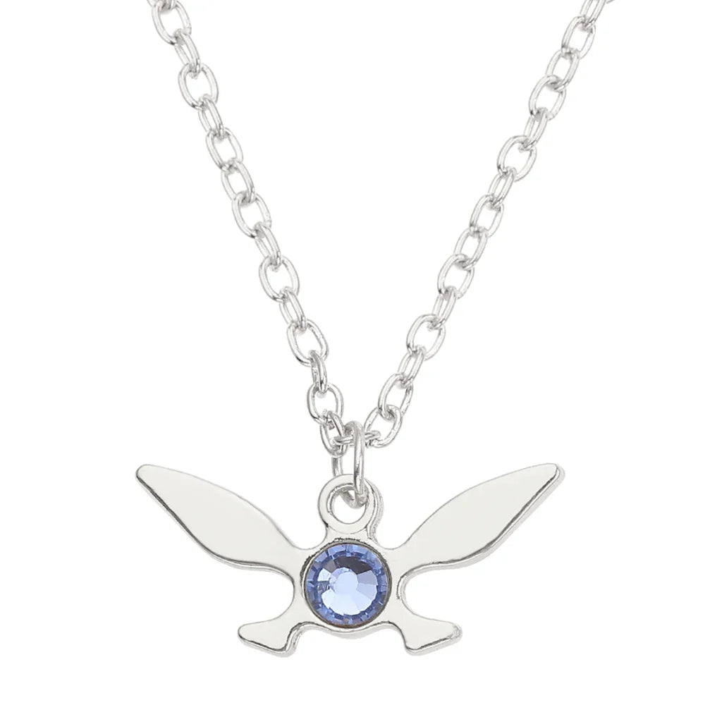 Silver Butterfly Crystal Necklace – Unisex Cosplay Jewelry Gift for Women & Men
