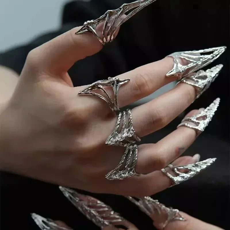 New Gothic Rock Punk Fingertip Nail Ring | Metal Manicure Jewelry Accessories for Women, Party & Gift for Girlfriends
