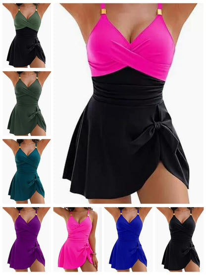 Women’s Swimdress One-Piece – 8 Colors, Tummy Control, Ruched & Cross Slim Fit Swimwear, Comfortable Sexy Beachwear 2025