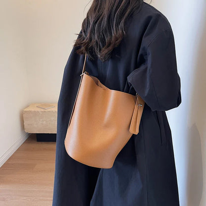 LEFTSIDE Retro Small Solid Color Leather Shoulder Bag – 2025 Korean Designer Handbag for Women