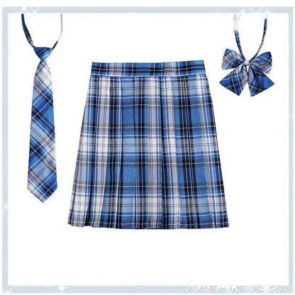 Women’s Plaid Pleated Skirt with Bowtie – XS-5XL Harajuku Preppy Mini Japanese School Uniform, Summer Kawaii Jupe