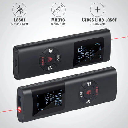 Portable Mini Smart Laser Distance Meter: USB Rechargeable Infrared Rangefinder - Handheld Range Finder Tool, Measures up to 40M/60M