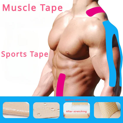 Sports Tape Muscle Patch - 5cm x 5m Lift Chest Tape, Anti-Sagging Knee & Elbow Stretch Fitness Brace