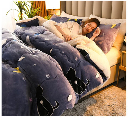 Super Thick Plaid Fleece Blanket – Soft, Warm, Fluffy Winter & Autumn Comforter Quilt