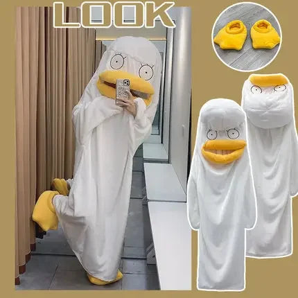 Gintama Elizabeth Cartoon Pajamas – Funny Cosplay Sleep Blanket Nightgown with Shoes for Men & Women, Plus Size Anime Costume