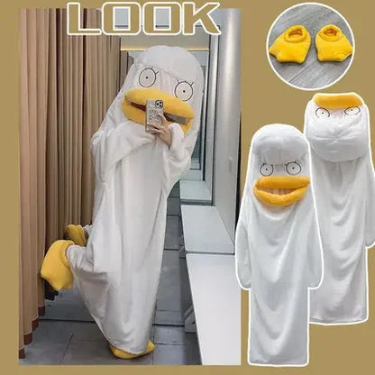 Gintama Elizabeth Cartoon Pajamas – Funny Cosplay Sleep Blanket Nightgown with Shoes for Men & Women, Plus Size Anime Costume