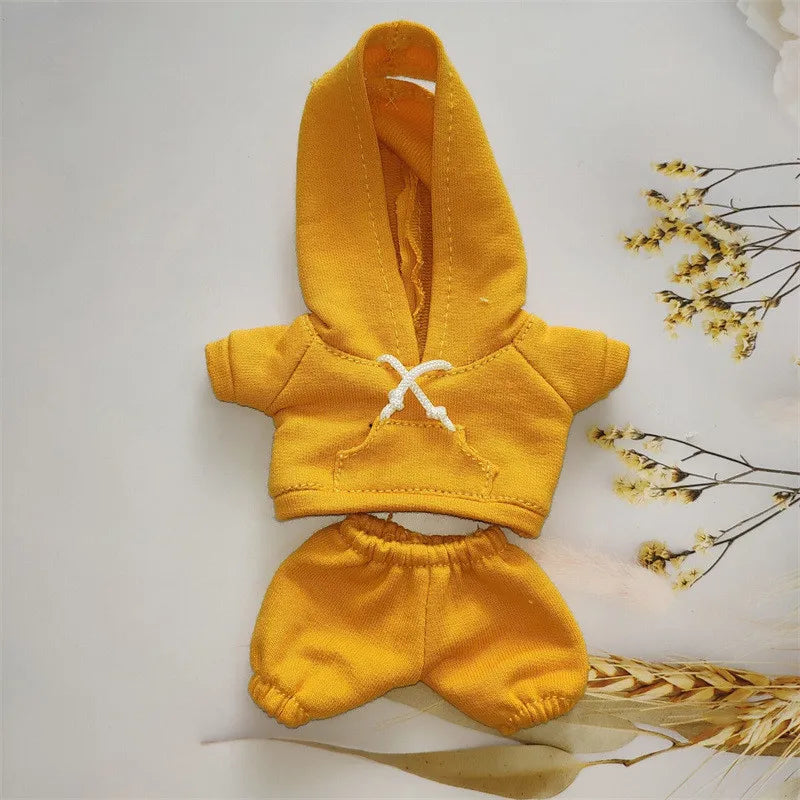 Ropa Labubu Clothes Set for 15/17cm V1/V2 Plush Dolls – Hooded Sweatshirt & Pants | Doll Outfit Accessories & Kid Toy Gift
