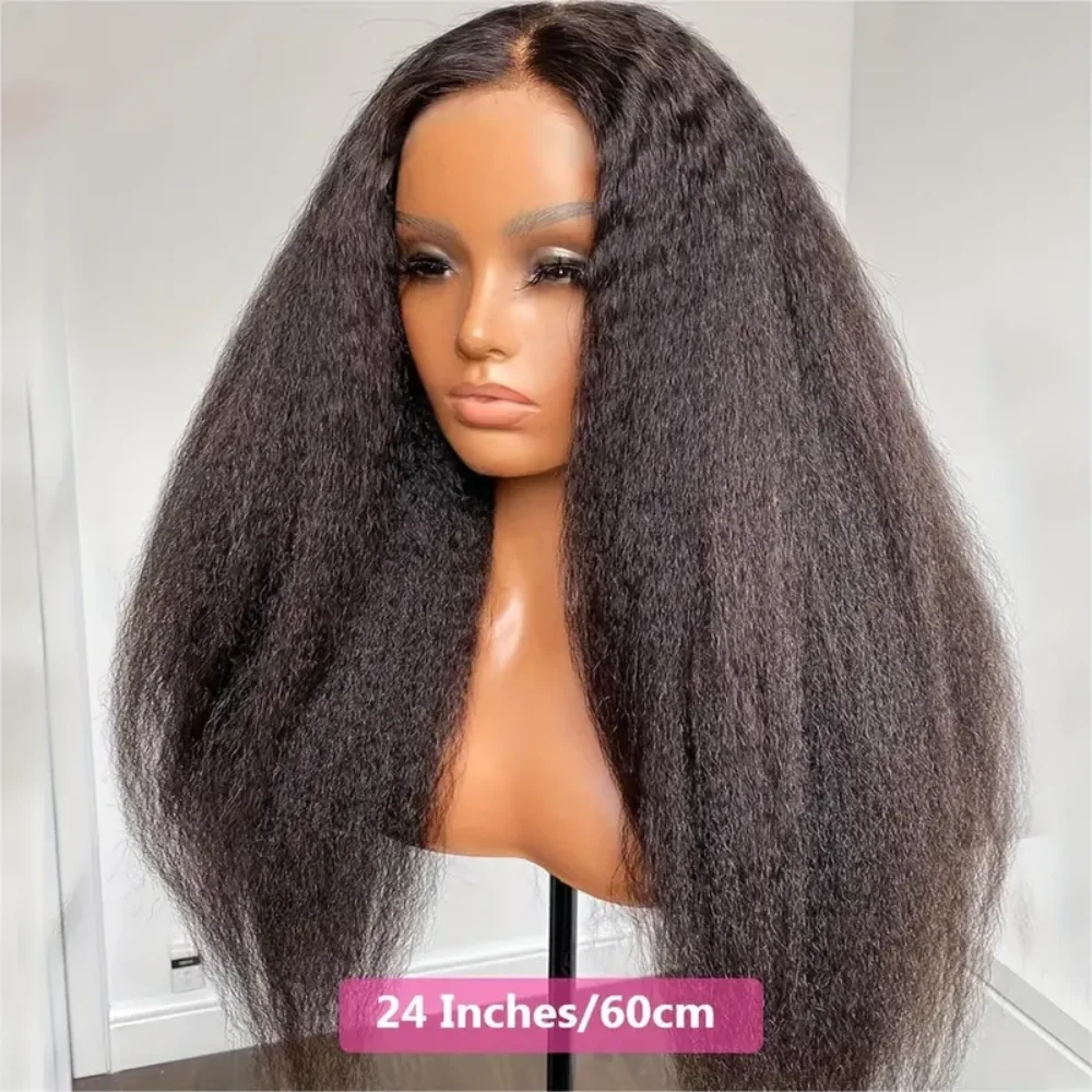 Kinky Straight Human Hair Wig – 13x4 Lace Front, Pre-Plucked Yaki Straight Brazilian Wig