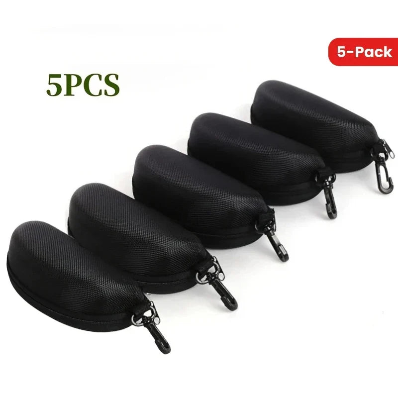 5/10-Pack Portable Zipper Sunglasses Case — Oxford Travel Eyewear Protector with Hook