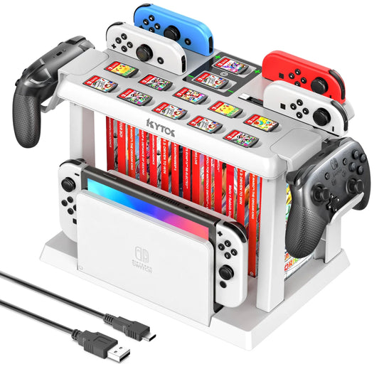 OIVO Switch Joy-Con Charger & Game Storage Tower – Pro Controller Holder for Nintendo Switch OLED Dock Station