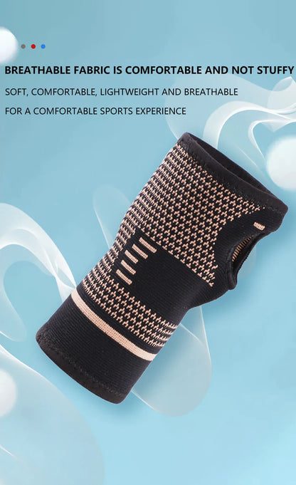 Copper Fiber Wrist Brace — Elastic Sport Bandage Wristband for Hand Support, Gym, Tennis, Fitness, and Powerlifting