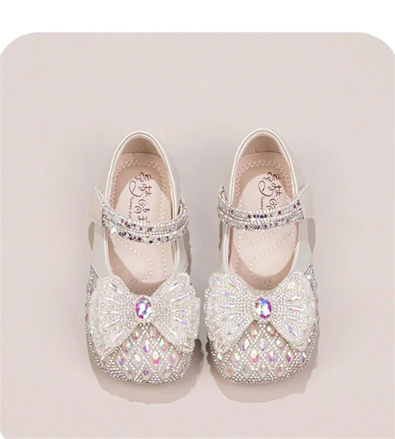 Sweet Bow Princess Shoes - Lightweight Shiny Crystal Flats for Baby Girls & Toddlers