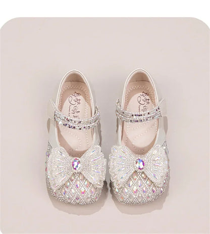 Sweet Bow Princess Shoes - Lightweight Shiny Crystal Flats for Baby Girls & Toddlers