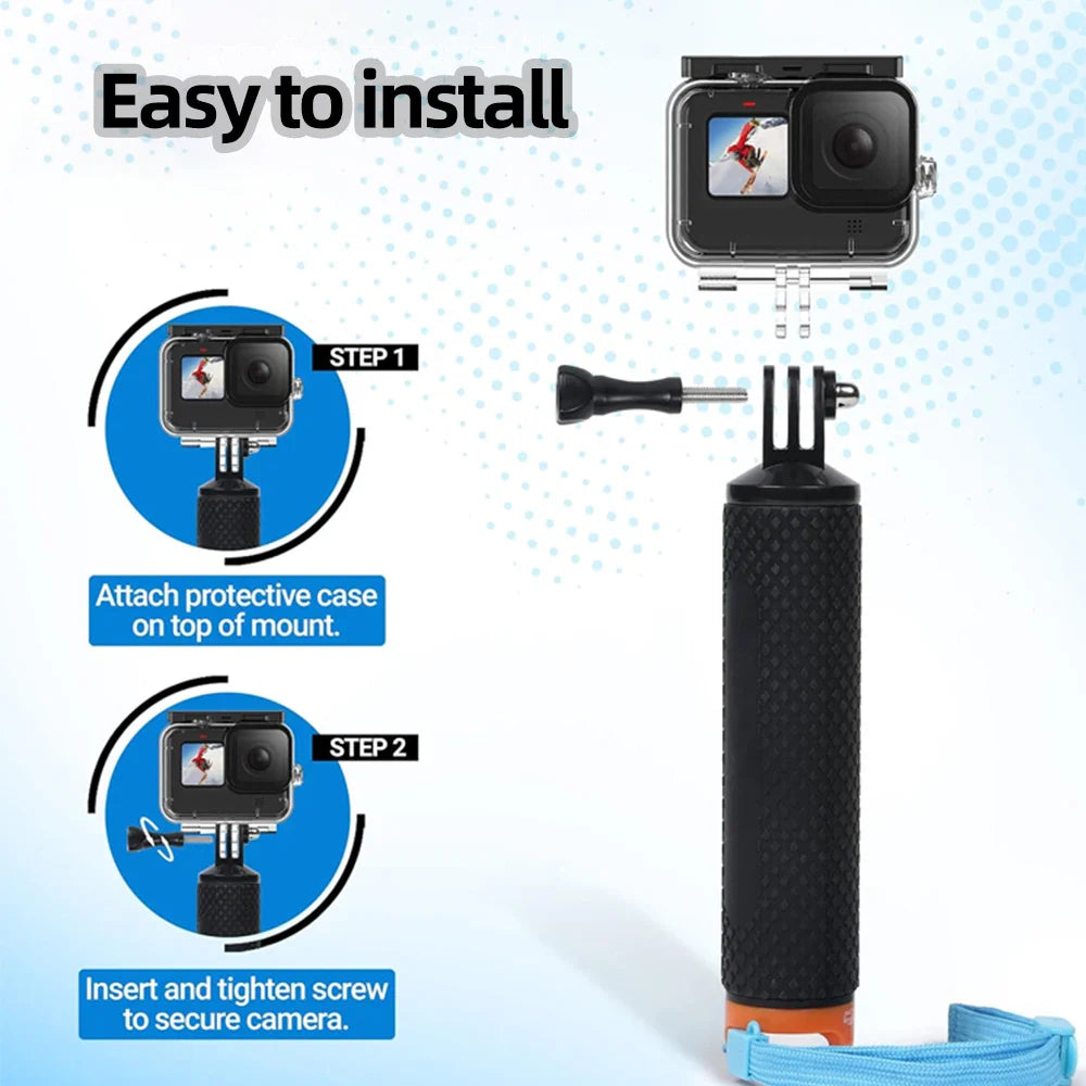 GoPro Floating Hand Grip Waterproof Handle & Selfie Stick - For GoPro Hero 13/12/11/10/9/8/7/6/5, Insta360 X4/X3, DJI Action 4/3