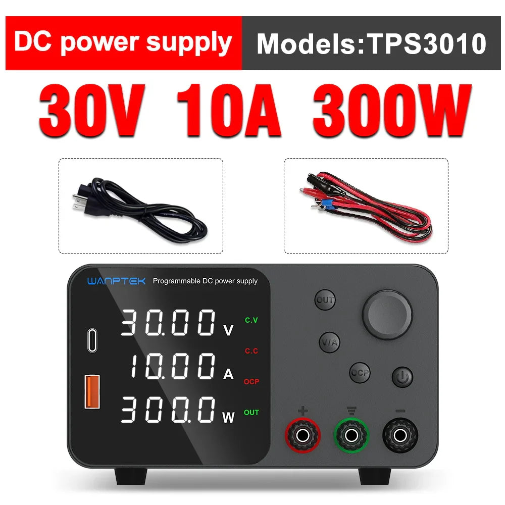 Lab Bench Switching Power Supply – Adjustable 30V 10A, 60V 5A, 120V Digital Voltage Stabilizer for Laboratory