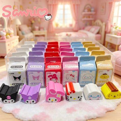 36Pcs Sanrio Anime Eraser Set – Hello Kitty, Kuromi, Cinnamoroll & Melody Cute Pencil Erasers for School Stationery Supplies