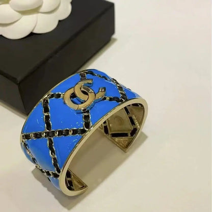 Gold Enamel Hollow Narrow Bracelet & Colorful Earrings Set — Classic Fashion, Lightweight Alloy Jewelry with Luxury Look