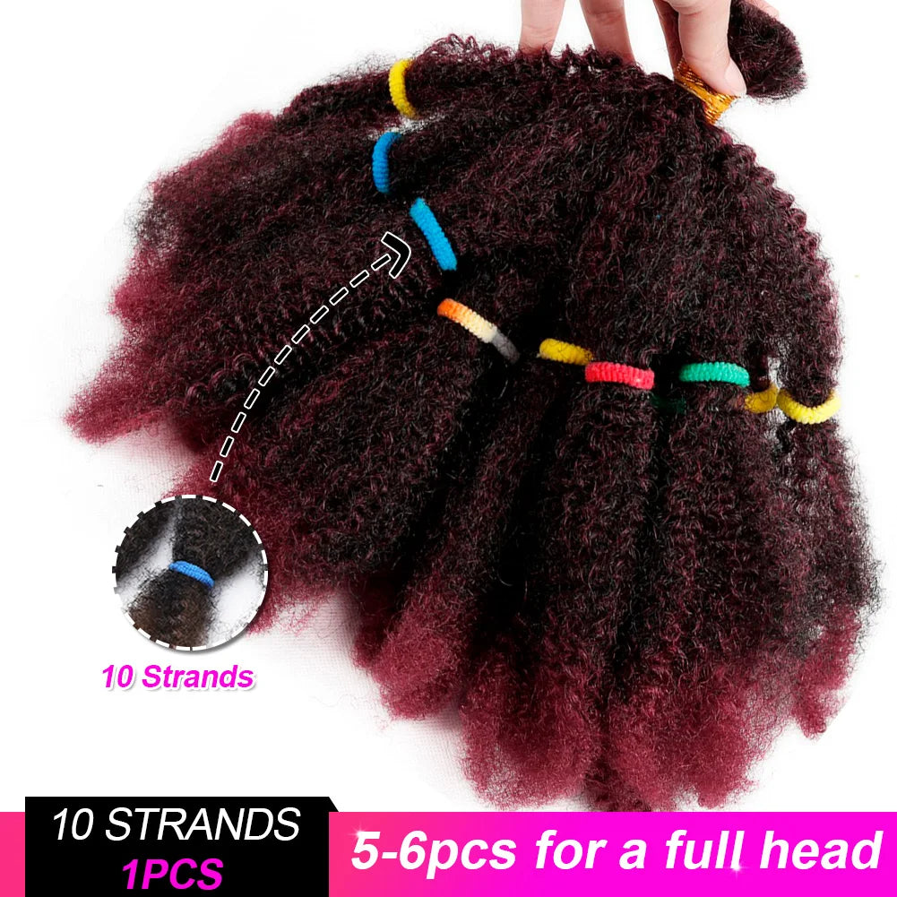 Afro Kinky Bulk Crochet Braiding Hair - Short 12" Synthetic Hair Extensions for African American Women