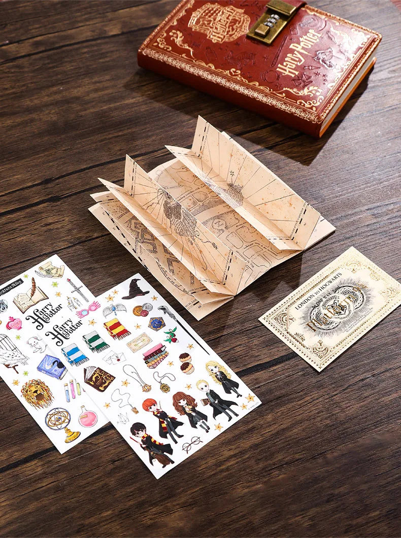 2024 New Harry Potter Four Academy Retro Notebook - A5 Cartoon Log Writing Book, Color Pages, Student & Birthday Gift