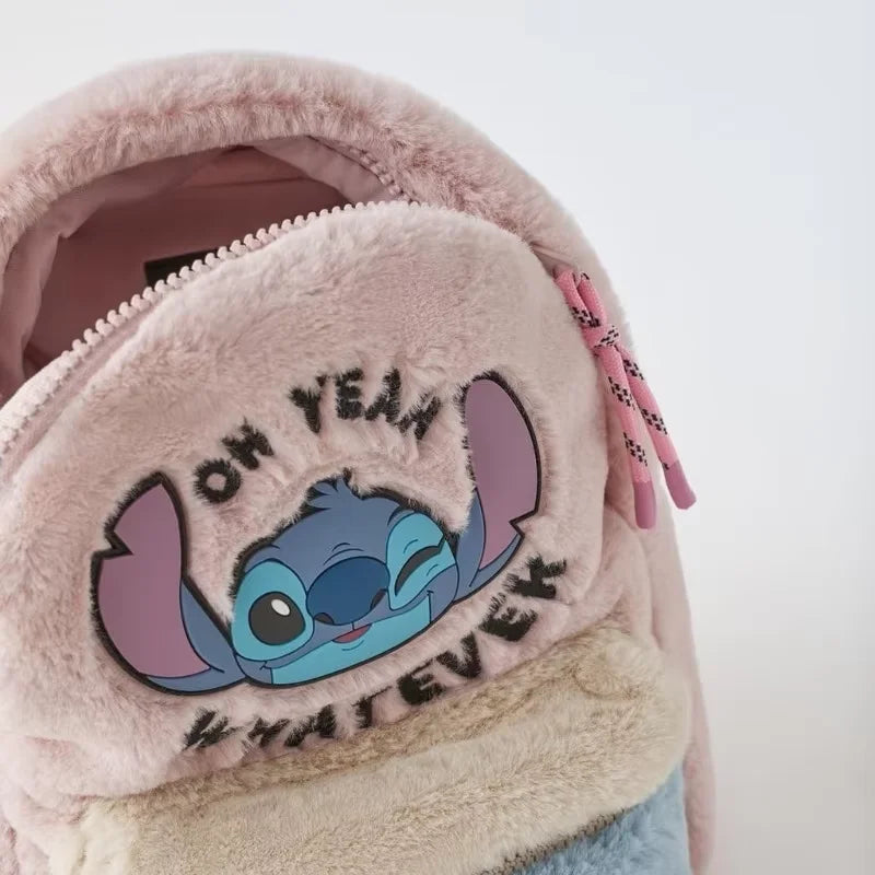 Disney Stitch Plush Children's School Bag – Cute Color Blocking Kindergarten Backpack, Mini Fashion Backpack