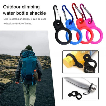 Aluminum Sports Kettle Buckle – Outdoor Carabiner Water Bottle Holder with Rubber Hook for Camping & Hiking