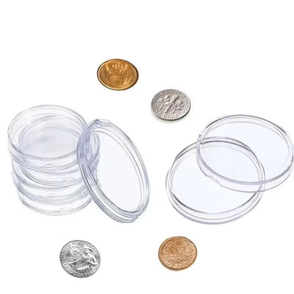 10/25pc Transparent Plastic Coin Capsules – 21-45mm Coin Storage and Collecting Case Holder
