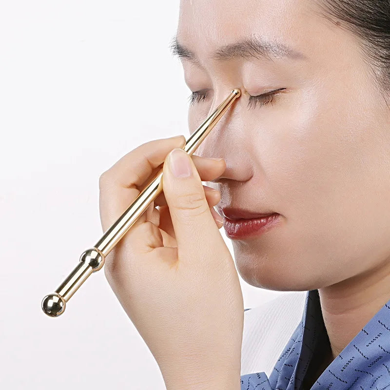 Brass Acupressure Pen – Ear Acupoint Massage Stick for Eyesight Improvement & Meridian Therapy