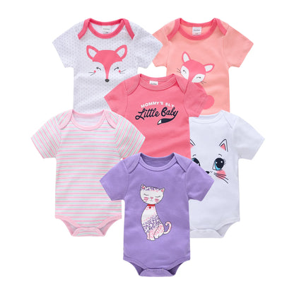 3/6PCS Baby Cotton Bodysuits – Short Sleeve Onesies for Newborns & Toddlers 0-12 Months, Boys & Girls