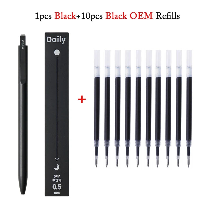 KACO Metal Clip Gel Pen - 0.5mm Black Ink Quick Dry Signature Pen with 800M Smooth Writing Capacity