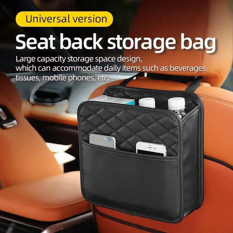 2024 Multi-Functional Car Seat Storage Bag – Leather Garbage Bag & Portable Trash Can for Most Models