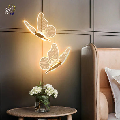 Nordic Butterfly Pendant Lamp: Lustre LED Fixture for Kitchen, Living Room & Bedside Ceiling Decor
