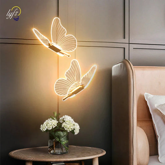 Nordic Butterfly Pendant Lamp: Lustre LED Fixture for Kitchen, Living Room & Bedside Ceiling Decor