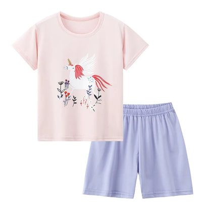 Kids' 2-Piece Summer Outfit Set - Cute Short Sleeve Top and Shorts for Boys & Girls