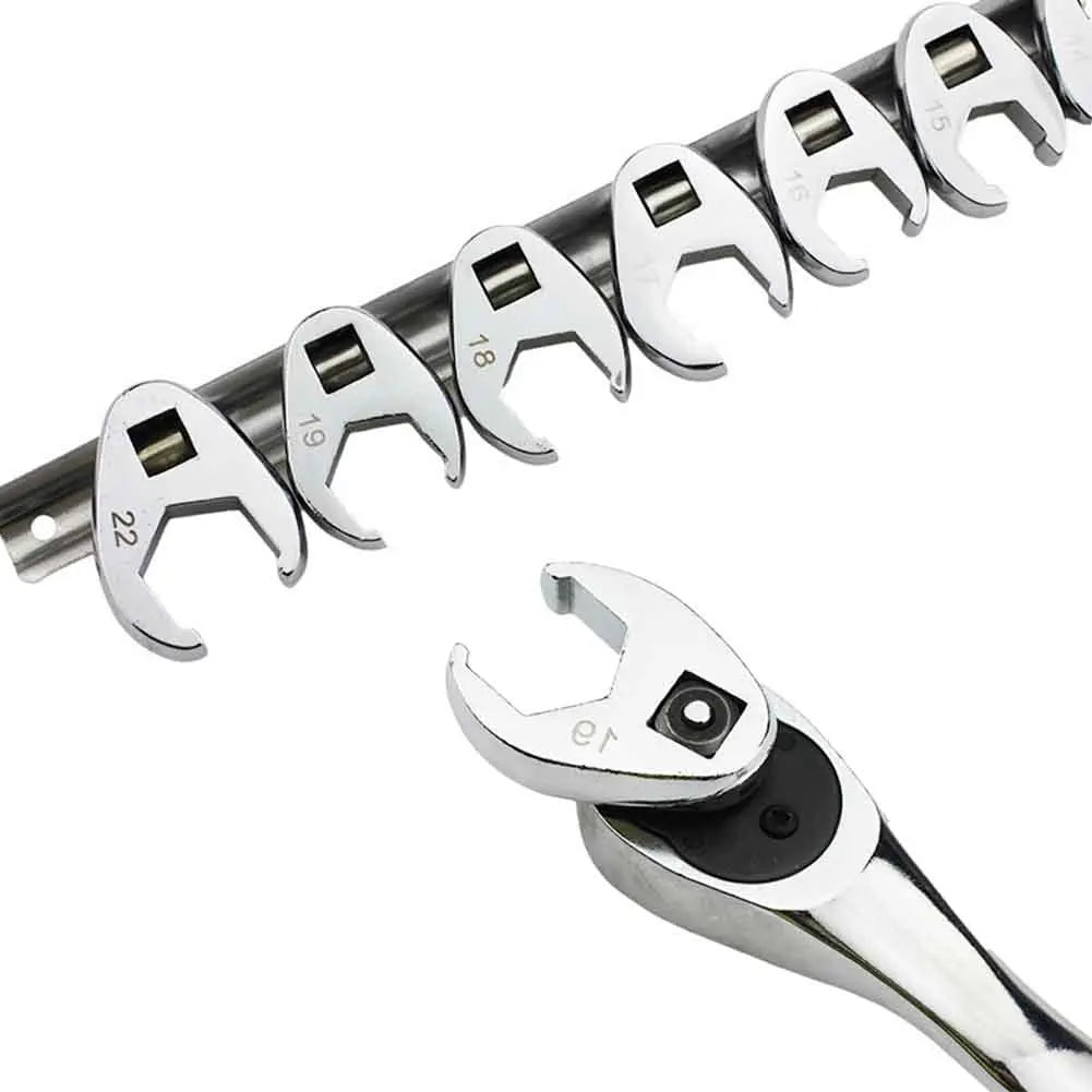 10pcs 3/8" Drive Crowfoot Wrench Set — 10-22mm Metric Open-End Spanners for Torque Wrench