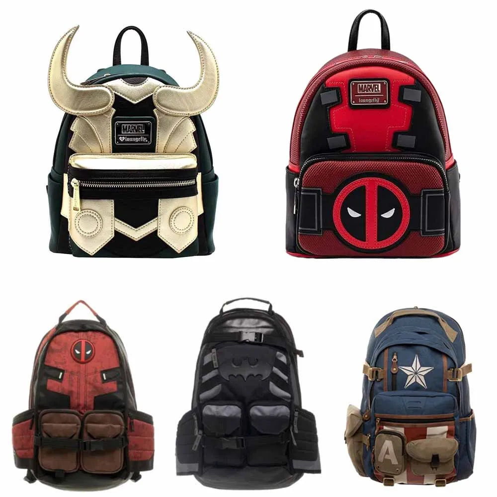 Marvel Avengers Deadpool & Captain America Backpack – High Capacity Anime Cartoon Travel & Leisure Bag
