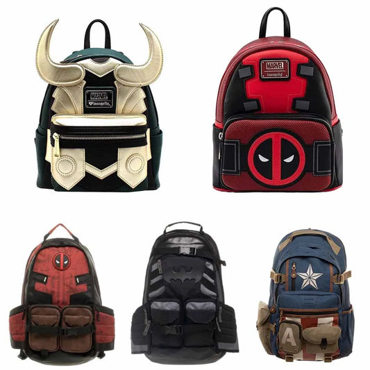 Marvel Avengers Deadpool & Captain America Backpack – High Capacity Anime Cartoon Travel & Leisure Bag