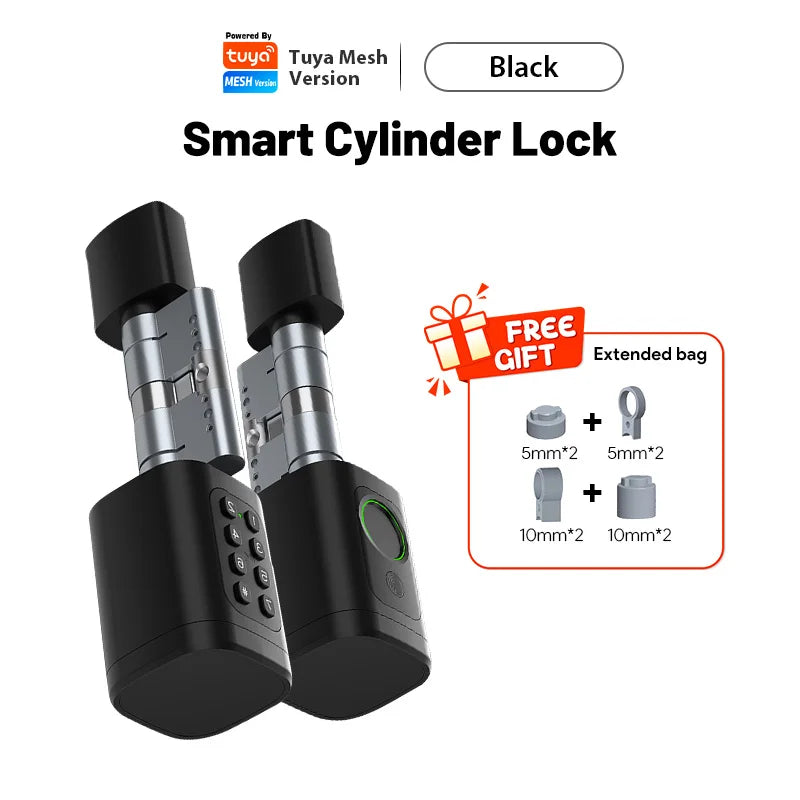 V1 Pro+ Smart Door Lock – TUYA App Adjustable Fingerprint, Password & RFID Cylinder for Home Security