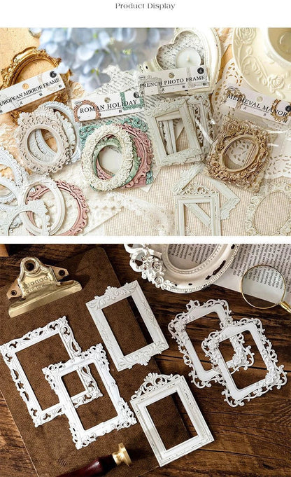 Mr.Paper 10 Sheets Hollow Relief Design Cardstock - European Architectural Modeling, Retro DIY Creative Materials
