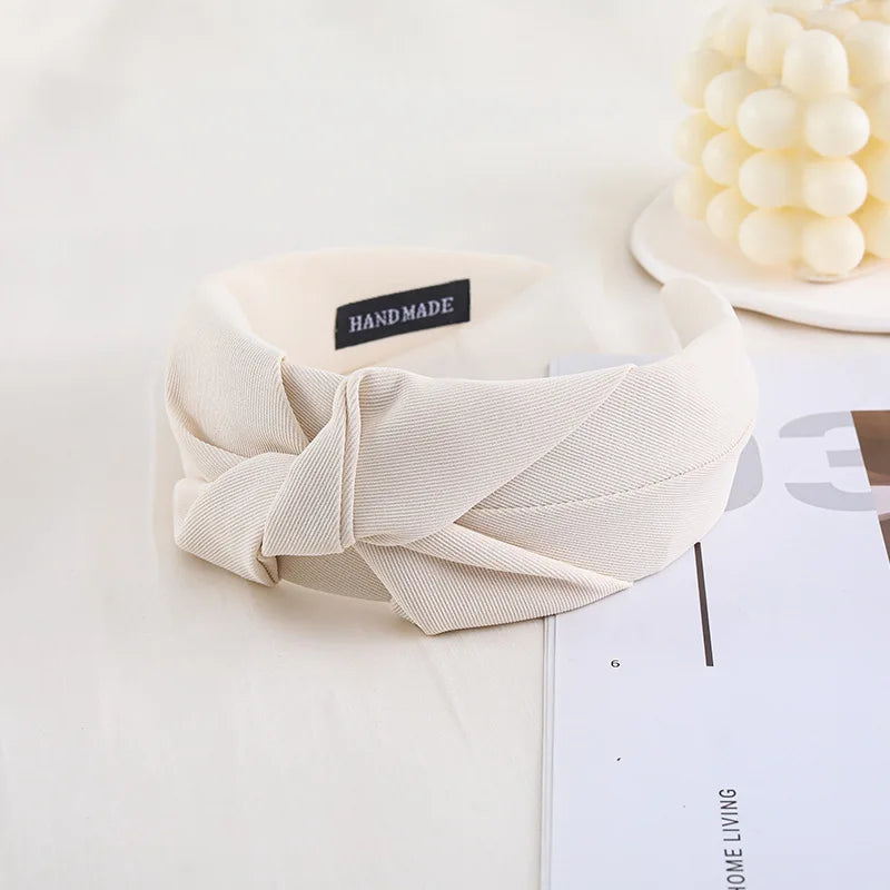 New Fashion Knotted Headbands for Women – Solid Color Cloth Hair Bands, Wide Soft Hair Hoop, Hair Accessories for Girls