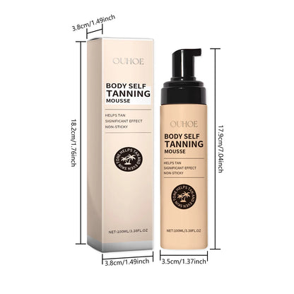 Body Self Tanning Mousse — Quick Natural Bronze Tan Foam for Face & Body, Sunless Fake Tan Bronzer