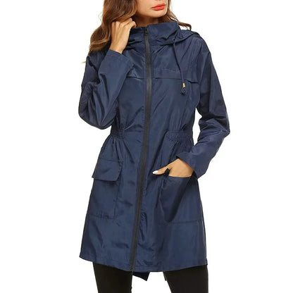 Women’s Lightweight Raincoat - Waterproof Hooded Windbreaker for Hiking & Travel